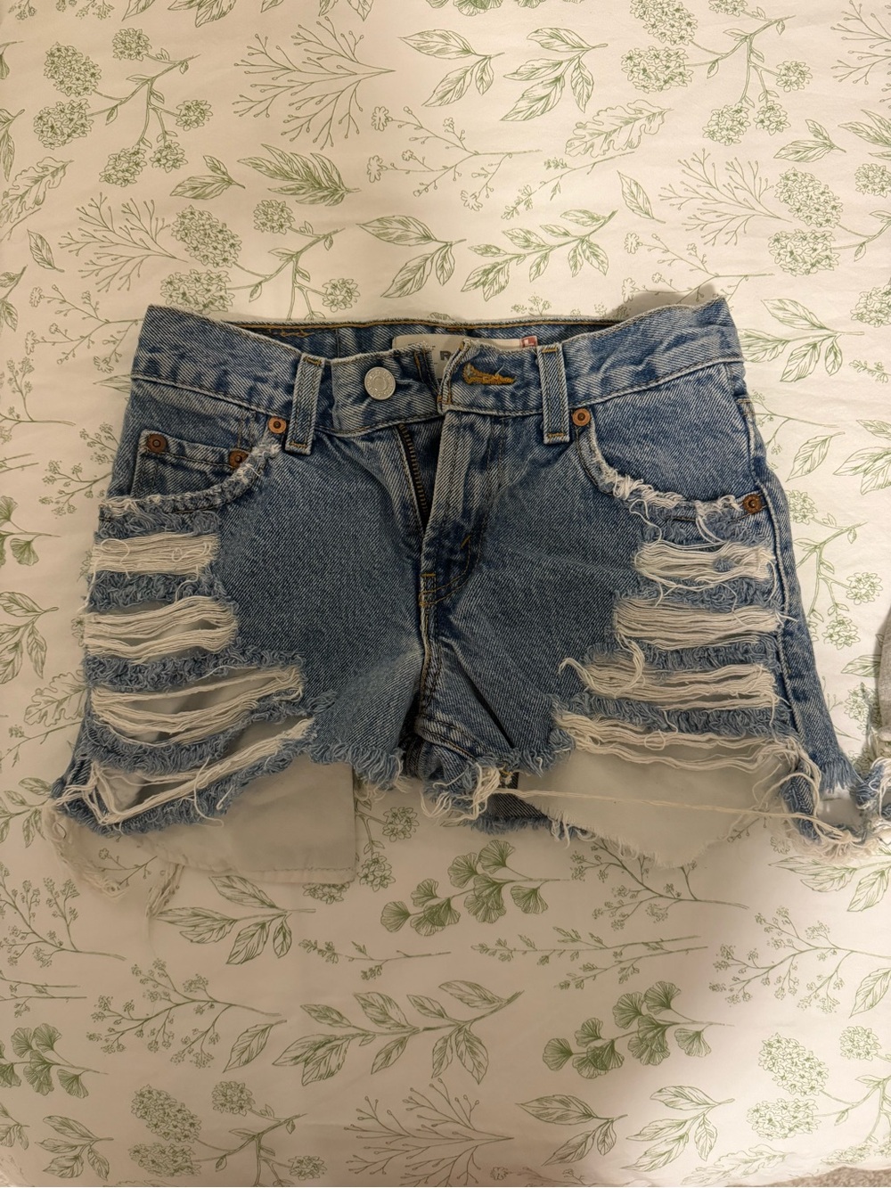 Levi's Light Blue Ripped Denim Shorts